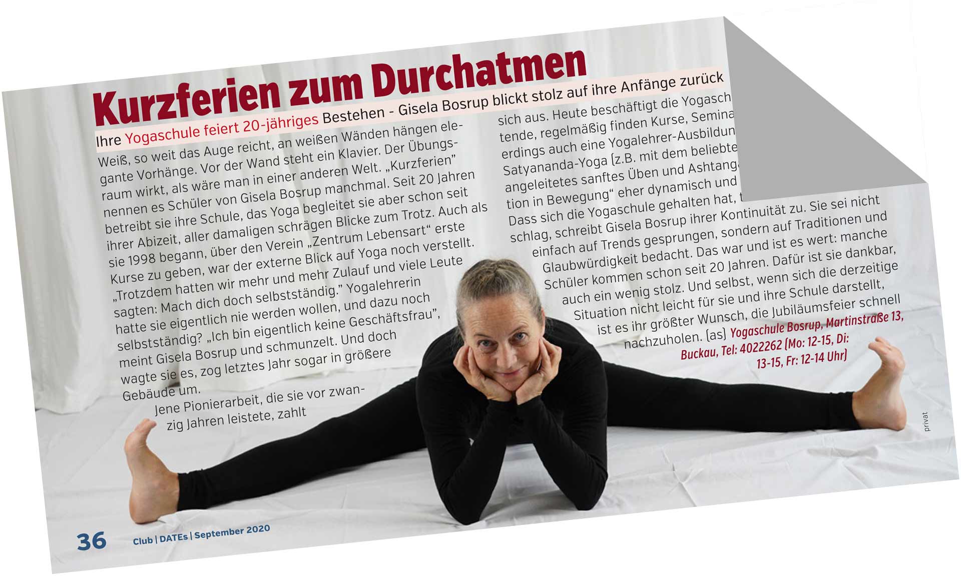 20 Jahre Yogaschule Bosrup - Beitrag im Dates